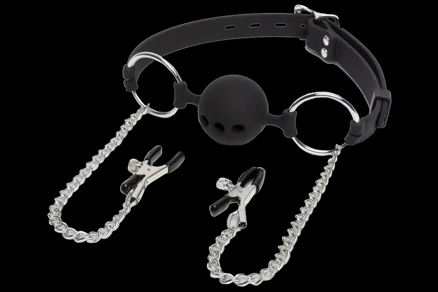 Ball Gag with Nipple Clamps