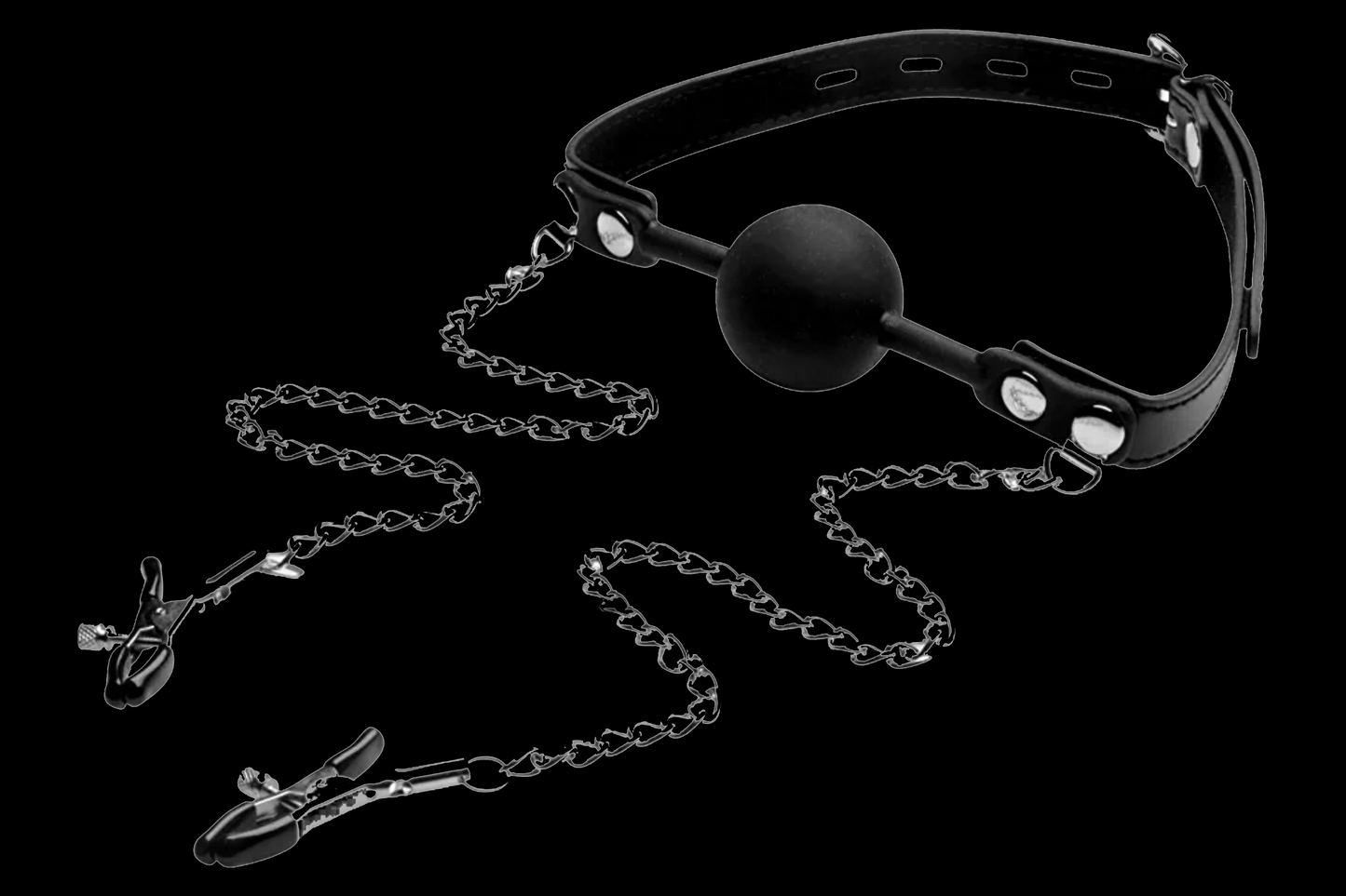 Ball Gag with Nipple Clamps